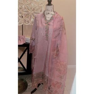 Pure raw silk long A lined shirt